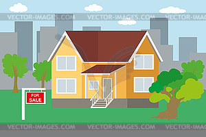 Мультипликационный дом на продажу - изображение в векторном формате
