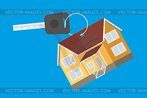 Ключ и брелок для дома, концепция недвижимости - векторный клипарт / векторное изображение