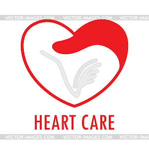 Red and white heart logo,health care concept, b - vector image