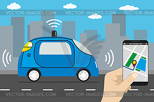 Autonomous car and internet of things iot concept - vector clipart / vector image