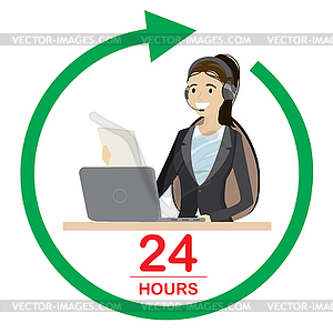 Online customer service concept,caucasian female - color vector clipart