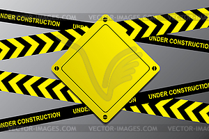 Under construction black and yellow ribbons and sig - vector clipart