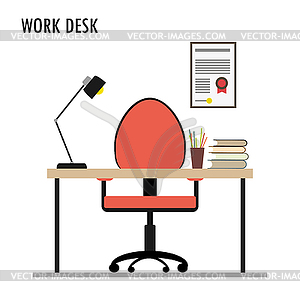 Work Desk, Flat Design Objects, - vector clipart