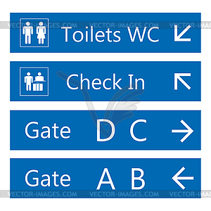 Blue and white Airport Signs template - vector image