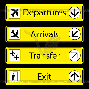 Yellow Airport Signs - royalty-free vector clipart