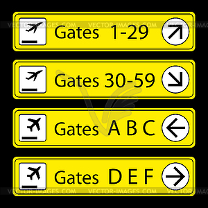 Airport Signs,gates numbers and letters, airport - vector clip art