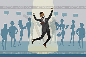 Cartoon business people group stand out of crowd - color vector clipart