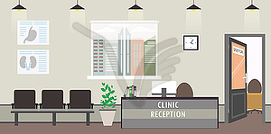 Empty Clinic reception interior,modern furniture, - vector clipart