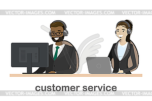 Online customer service concept,african american - vector clipart