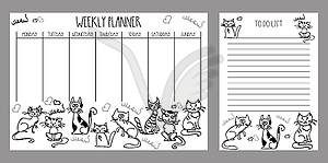 Weekly planner and to do list with cute cats Vector Image
