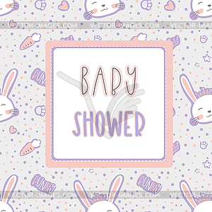 Cute doodle template page for newborn baby shower - color vector clipart