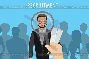 Flat candidate selection,caucasian male office - vector clipart