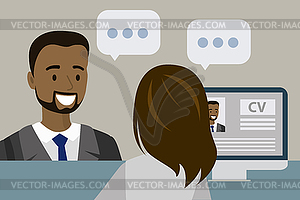 Businessman or office worker having job interview i - vector image