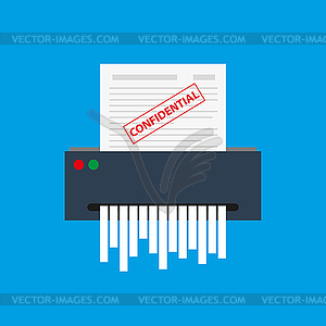 Paper shredder, on blue background - vector image