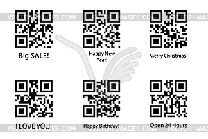 Set of qr code,codes template with inscription - vector clip art