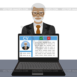 Job interview concept with business cv resume - vector clipart