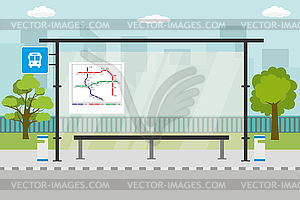 Empty Modern public transport stop,urban landscape - vector clipart