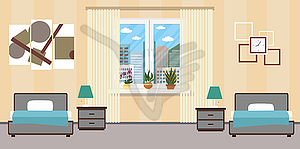 Hotel room or Bedroom Interior flat design.Home - vector clipart / vector image
