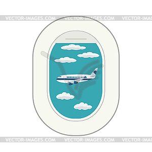 Design template with aircraft porthole - color vector clipart