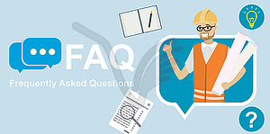 Architect or engineer in speech bubble,faq concept - vector clipart / vector image