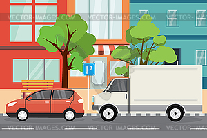 Town parking place,empty city street - vector clip art