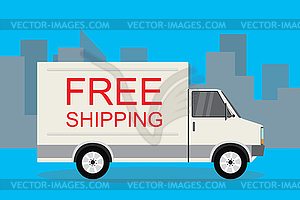 Delivery truck,van in flat style, - vector clipart