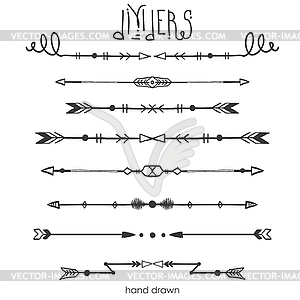 Set of Tribal dividers,dividers line in doodle style - vector clipart / vector image