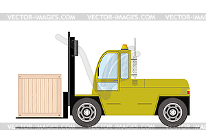 Forklift truck with box - side view, - vector clip art