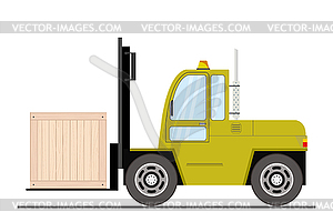 Forklift truck with box - side view, - vector image
