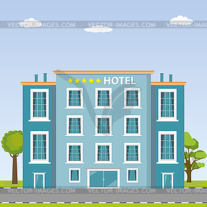 Hotel building,flat - vector clip art