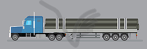 Trailer truck long vehicle.truck transports steel - vector clipart