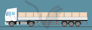 Trailer truck long vehicle.truck carries wooden - vector image