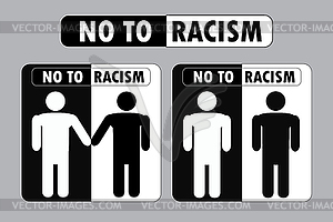 No to racism banner, black and white signs or icon - vector image