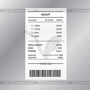 Receipt bill paper invoice,receipt template, - vector image