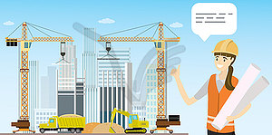 Construction site,crane,construction machinery and - vector clipart