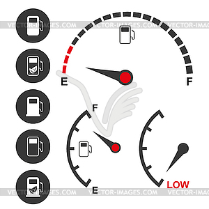 Fuel Gauge and petrol pump icons, - vector EPS clipart