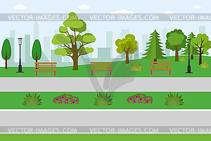 Empty public park, - vector clipart