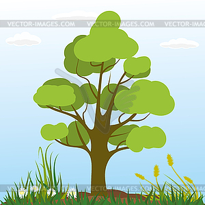 Nature landscapes,tree,plants and grass, - vector clipart