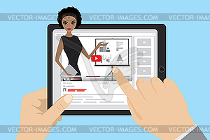Online business education with influence video - vector image