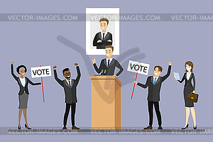 Election campaign of candidate,Male politician - vector image
