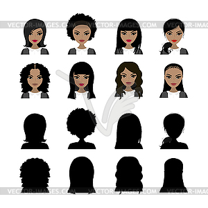 African american Female avatars and black - vector image