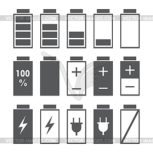 Battery Indicator Icons, - vector clip art