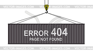 Cargo container hanging on crane hook - vector clipart