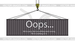 Cargo container hanging on crane hook - vector clipart