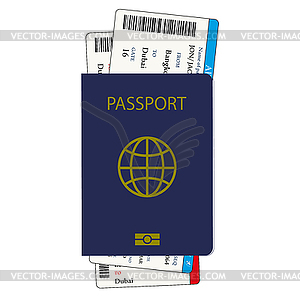 Passport with boarding pass , - vector image