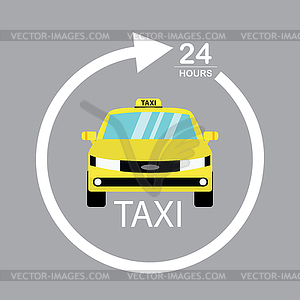Желтая машина и служба такси - векторный графический клипарт