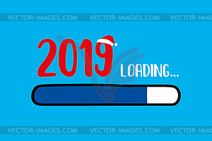 Doodle Blue Download bar,2019 loading text, - vector image