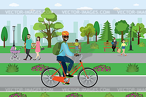 African american male cyclist riding in - vector image