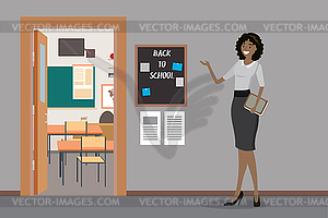 School interior and door in classroom - vector clipart