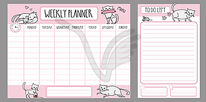 Weekly planner template and to do list with - vector clipart